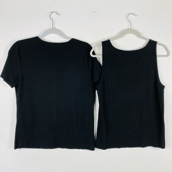 Cable & Gauge Size Medium Large Silk Blend Beaded Embellished Sweater Set Black - Picture 2 of 5